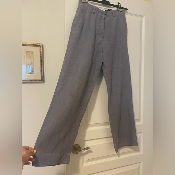 COS lavender-grey high waist wide leg linen pant - Picture 4 of 8